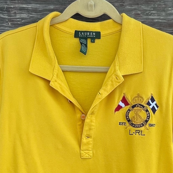 Lauren Ralph Lauren Cotton Vintage Short Sleeve Polo, Yellow | L - Picture 4 of 13